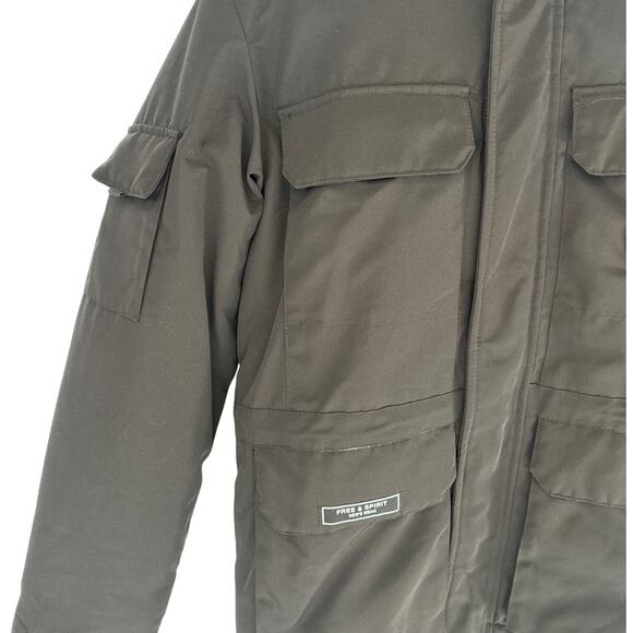 Vintage Free & Spirit Men’s Outdoorsport Hooded Puffer Parka Military Jacket M - Picture 2 of 12